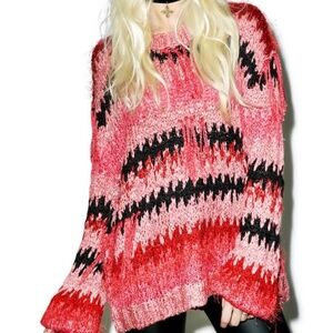 For Love And Lemons Funky Knitted Fringe Sweater Size Large